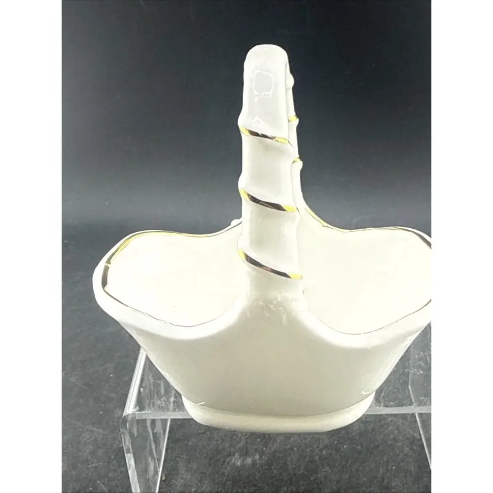 Vintage OCI Omnibus Christmas Santa Ceramic Candy Basket Dish Taiwan Sticker Vtg